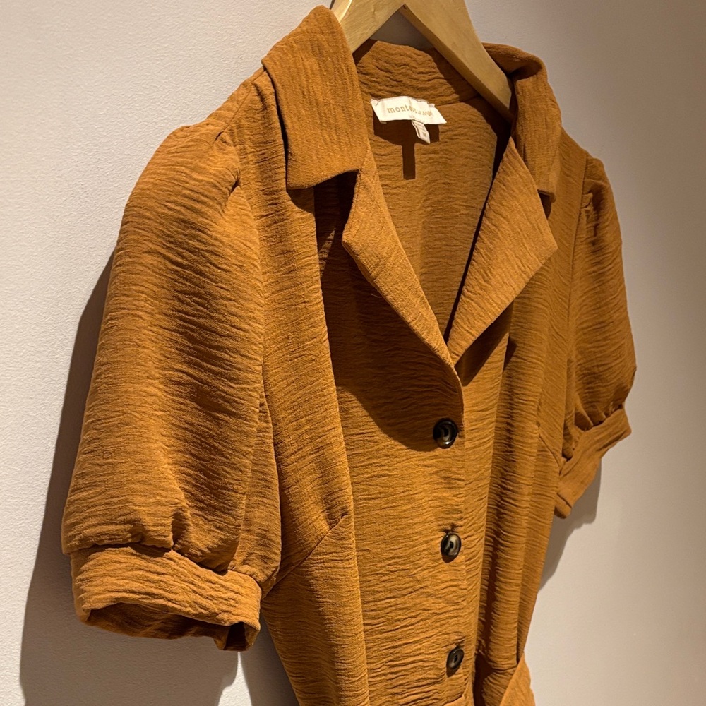 Monteau Brown Button-Front Midi Dress - Picture 4 of 9
